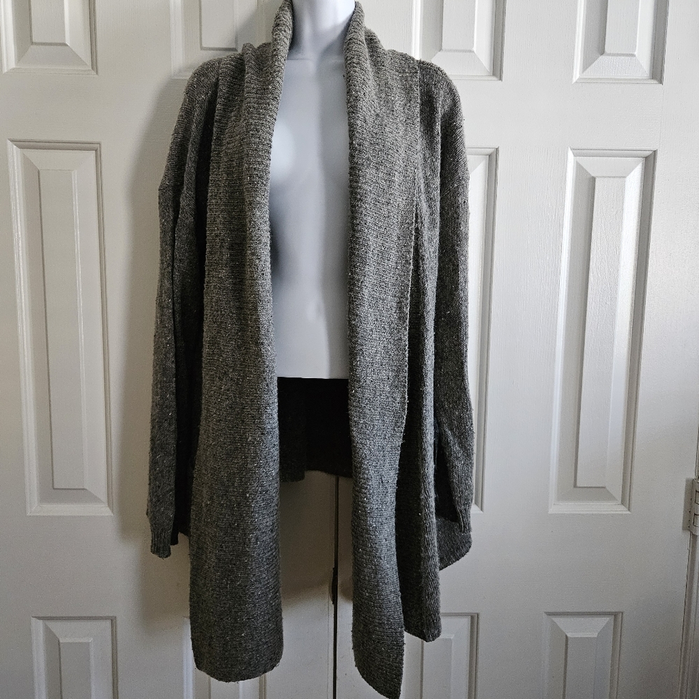 Joie Womens Cardigan Sweater M Wool Cashmere Long Gray Speckled Open Slouchy